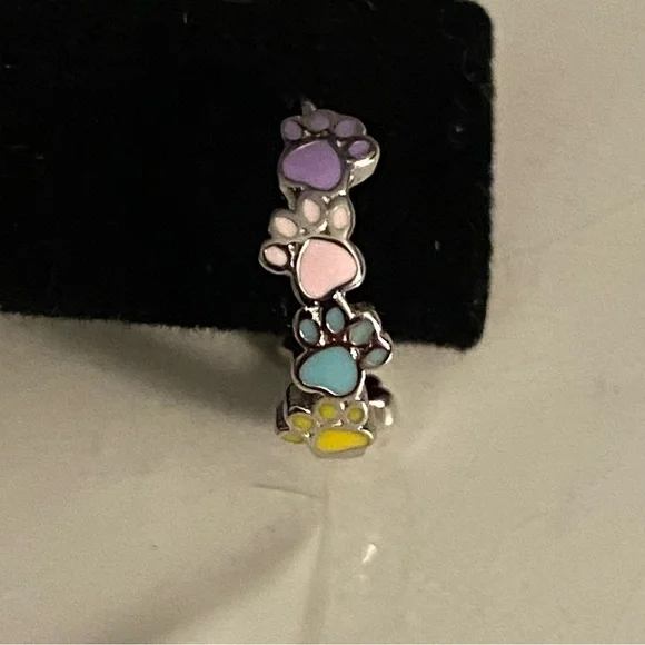 O82 - 🐾 Colorful Dog Cat Paw Footprint Earrings Sterling Silver 925 - Picture 6 of 7